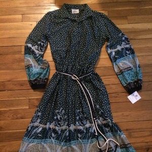 Vintage 1970s ladybug print sheer dress S